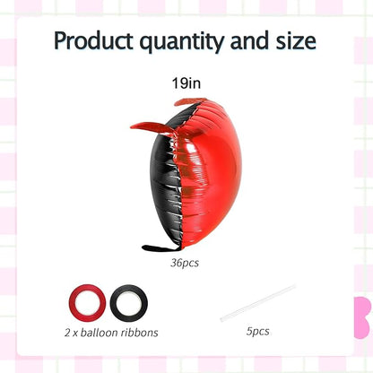 36pcs Red & Black Square Foil Balloons - Image 3