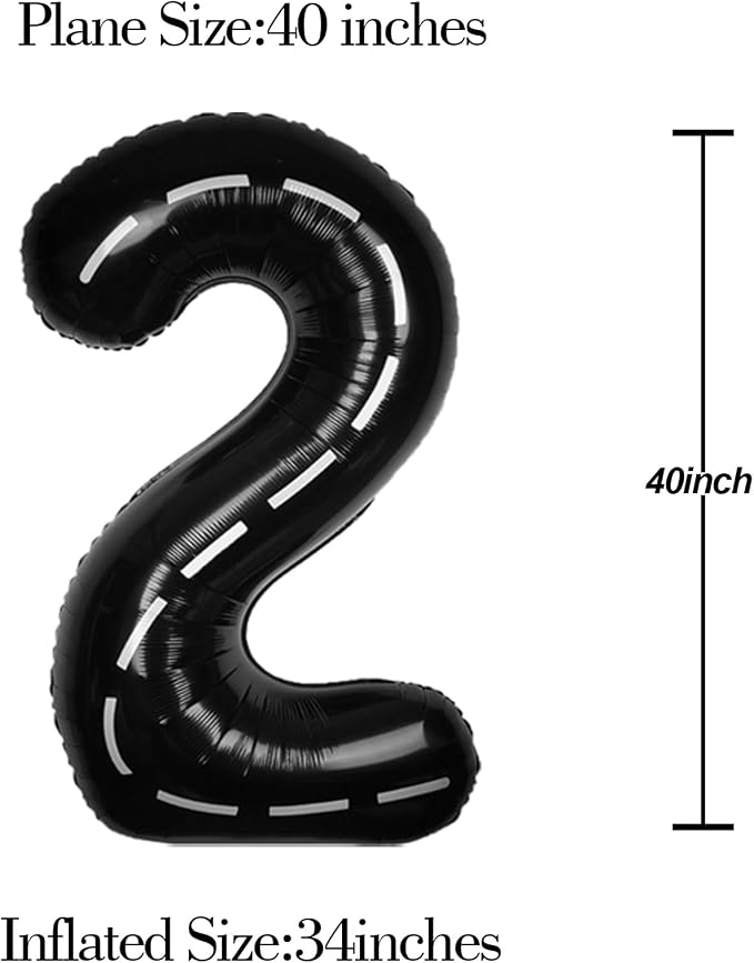 Race Car 40 Inch Black 2 Big Large Helium Balloon Number 0-9 | Track Giant - Image 5