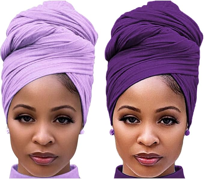 Harewom Head Wraps for Black Women Stretch Head Scarf Long African Hair Wraps Turban Headwraps Jersey Headbands