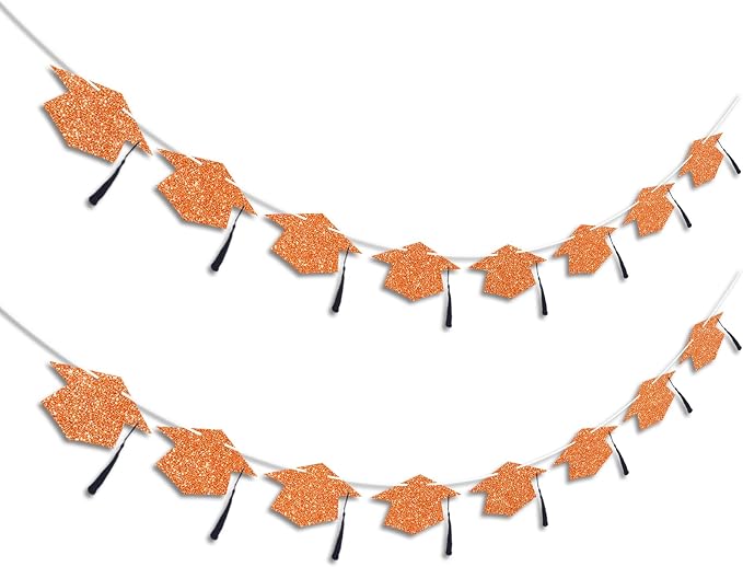 Graduation Decorations Class of 2026 Orange Graduation Cap Banner - Image 2