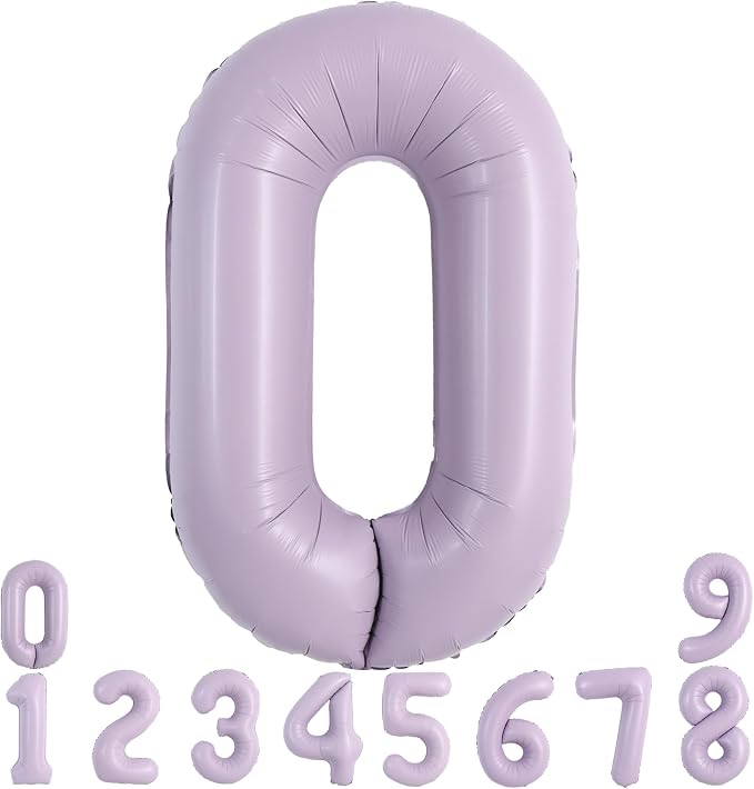 TONIFUL 40 Inch Pastel Purple Number 0 Balloon – Big Lilac Mylar Foil Number by TONIFUL