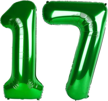 17 Balloon - Green Birthday Number Balloons, 40 Inch Decorations Men Women | by ALPHADELTAPI