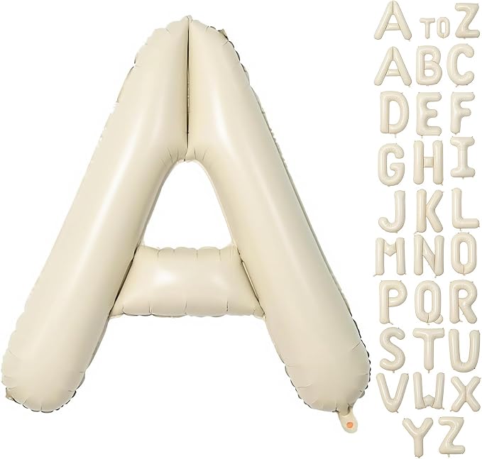 Cream Letter A Balloons, 40 Inch Balloons Letter A Mylar Helium Large A Balloon by BBPOOL