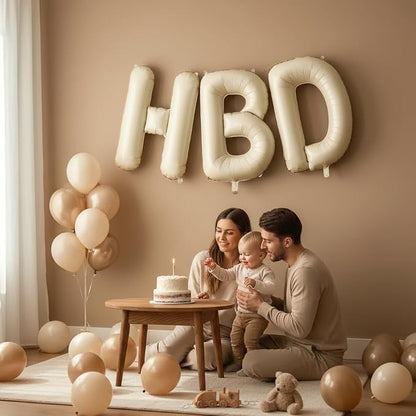 40 Inch Cream HBD Balloons for Boho Birthday Party Decorations, Giant Beige HBD - Image 8