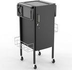 TASALON New Upgrade Salon Metal Trolley Cart-Space Saving Rolling Beauty Cart for Extra Storage, Lockable 5 Trays, 2 Folding Tray Holders, 2 Metal Baskets- Hair for Hair Stylist Multipurpose