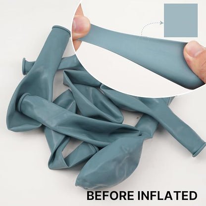 PartyWoo Dusty Blue Balloons 100pcs Light Blue Aqua Boho Color | 12 Inch - Image 2
