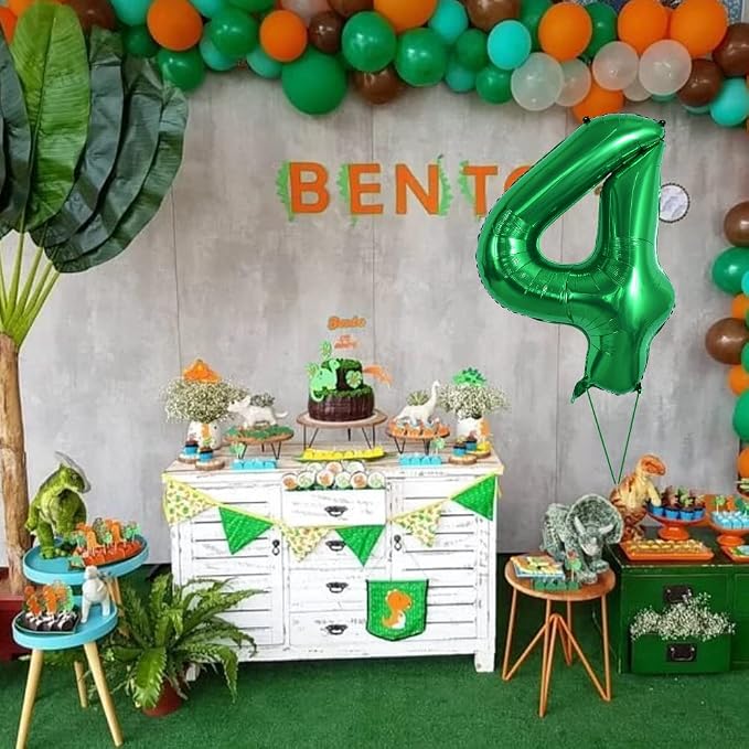 TONIFUL 40 Inch Dark Green Number 4 Balloons Large Foil 4th Birthday Decor | - Image 4