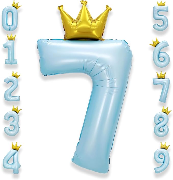 AULE 40 Inch Big Light Blue 7 Balloon Number by AULE