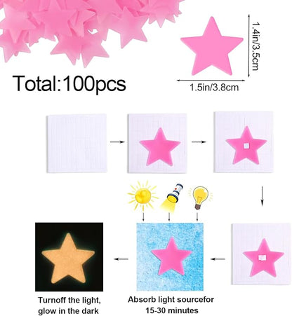 AM AMAONM 100pcs Glow in The Dark Luminous Stars Fluorescent Noctilucent - Image 6
