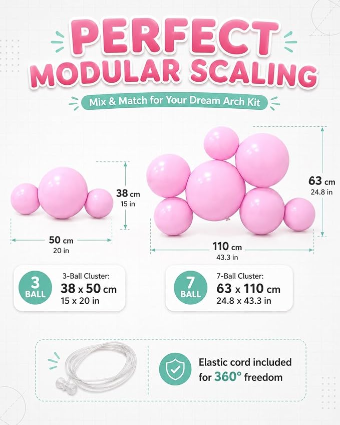 Reusable Balloon Garland 5 Cluster Inflatable Latex Free PVC Clusters Arch Kit - Image 3