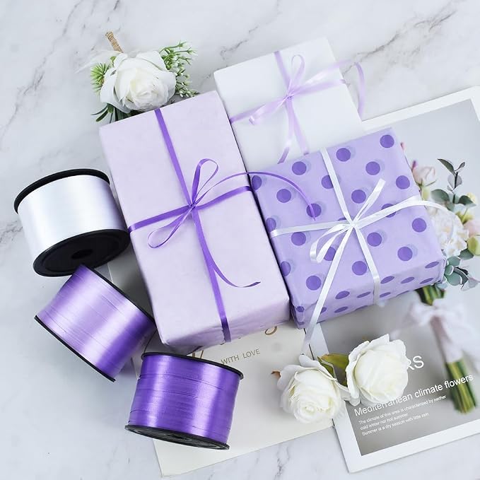 TONIFUL Purple, Light Purple and Silver Curling Ribbon Balloon String | 300 - Image 3