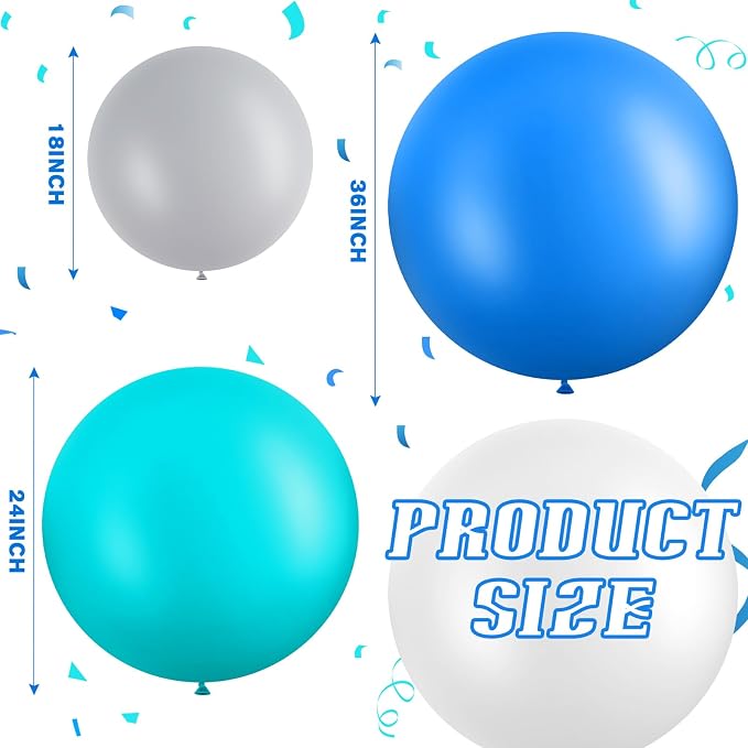 Gejoy 24 Pcs Pool Giant Balloons 36/24/18 Inch Jumbo Large Big Latex Balloons - Image 4