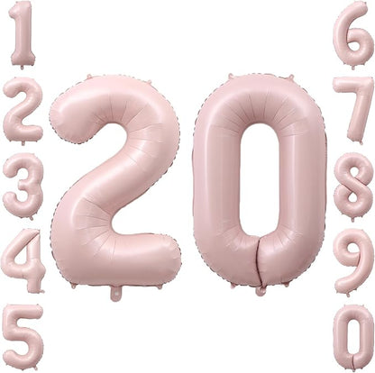 Blush Pink Number 20 Balloon 40 Inch, Foil Digits Festive Party Supplies | Chic by Unknown