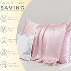 PROMEED 23 Momme Grade 6A+ Pink Silk Pillowcase with Zipper, Premium Mulberry Silk Pillow Cases for Women Hair, Natural Silk Anti Acne Pillowcase (King 20"x36", Pink)