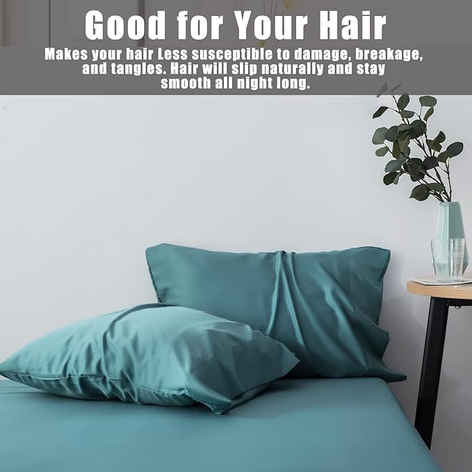 Body Cooling Pillow Cases Cover, Bamboo Rayon Pillowcases with Zipper Closure, Cool and Breathable Pillow Case for Hot Sleepers and Night Sweats, 20x54 inches, Teal