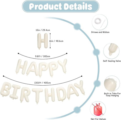 29PC Blue Heart Happy Birthday Balloon Banner, 16Inch 3D Aluminum Letter Banner - Image 3