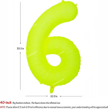 40 IN Fluorescent Yellow Number 6 Balloon Neon Yellow 6 Foil Balloon | - Image 2