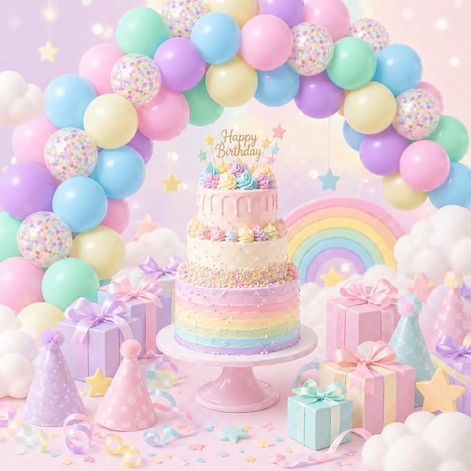 Pastel Balloons for Birthday Party Decorations- 12 Inch Yellow Green Pink Blue - Image 7