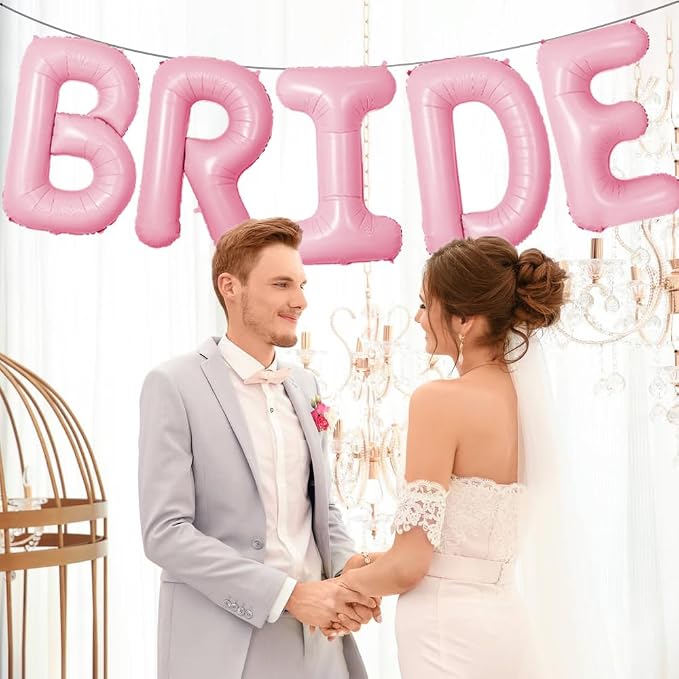 Pink Bride Balloons Wedding Balloon 40 Inch Bride To Be Letter Balloons - Image 5