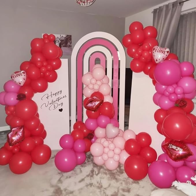Red and Hot Pink Balloon Arch Kit - Image 5