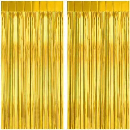 2 Pack Gold Fringe Curtain Backdrop, 3.2Ft x 8.2Ft Metallic Photo Booth - Image 7