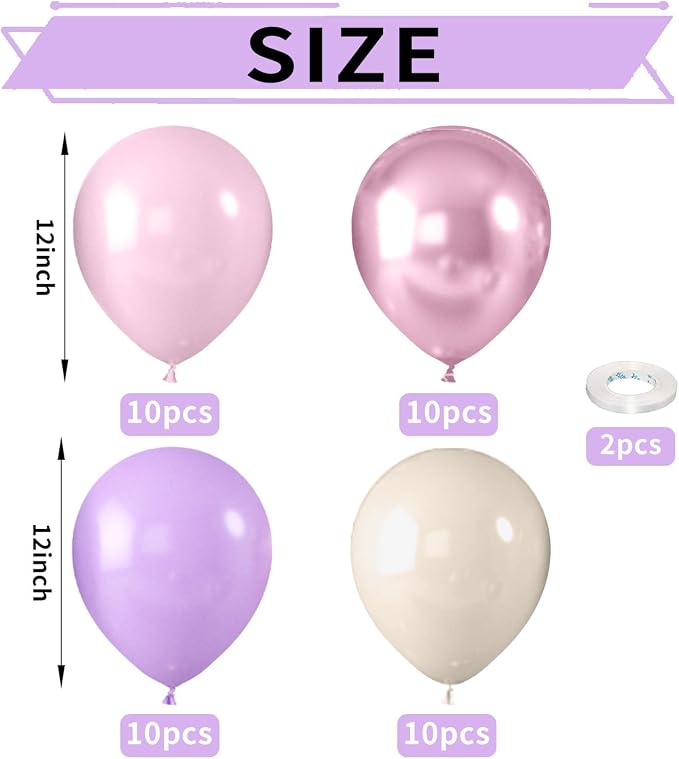 Pink and Purple Balloons, Party Balloons - Image 2