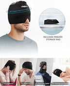 iTHERAU Migraine Ice Head Wrap-Headache Relief Hat, Migraine Relief Cap, Cold Therapy Headache Relief Cap Pink&Black Headache Ice Pack for Puffy Eyes, Tension, Sinus & Stress Relief