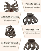 Big Claw Hair Clips for Thick Hair, 3.2" Matte Octopus Large Clips for Women and Girls, Strong Hold Jumbo Clips for All Hair Types, 6 Pack (Neutral)
