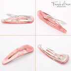 French Amie Clic Clac Large Handmade Celluloid Acetate Set of 2 Snap Hair Clips No Slip Side Slide-in Barrette for Women and Girls (Blush Pink)