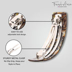 French Amie Curved Onyx Large 3 ¾” Handmade Celluloid Automatic Volume Hair Clip Barrette (Onyx Silver Grey)