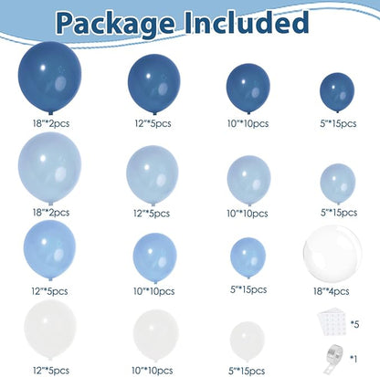 Dusty Blue White Clear Balloons Arch Kit, Party Decor. | Pastel/denim light blue - Image 2