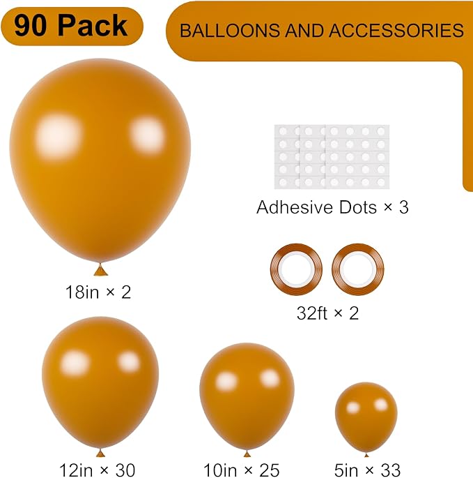 Voircoloria 90pcs Retro Orange Balloons Garland Arch Kit, 18 12 10 5 Inch | - Image 2