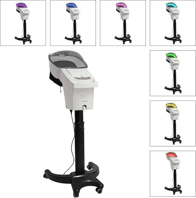Salon Hair Steamer, 700W 7 Color Light Professional O3 Ozone Salon Micro Mister Height Adjust Hair Hairdressing Color Processor Machine HairTreatment Machine (White)