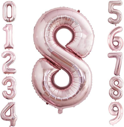 2 Pcs 42 Inch Rose Gold Foil Balloons Number 8, Huge Number Balloons by GOER