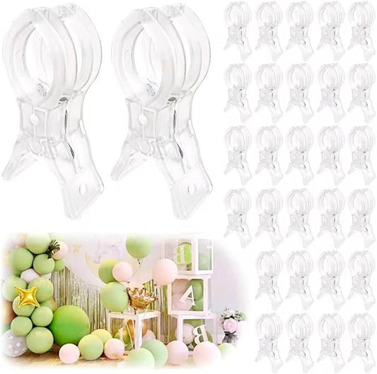 30 Pack Clear Balloon Arch Clips, 3.5" Plastic Transparent Clamps Heavy Duty by FUYITE