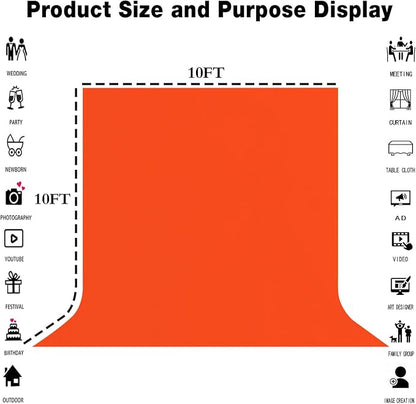 Orange Photography Backdrop for Photoshoot, Fabric 10x10ft | Polyester Studio - Image 3