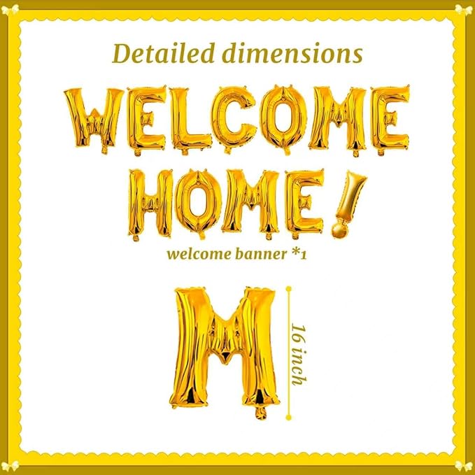 16 Inch Golden Welcome Home Balloon Banner Balloon Foil Letter Balloon - Image 2