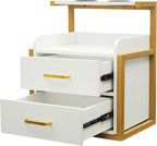 Suspended Salon Station for Hair Stylist, Wall Mounted Styling Salon Station Storage Cabinet w/2*Drawers &Hair Dryer Stand,Floating Nightstand Stylist Storage Cabinet for Home (Gold+White)