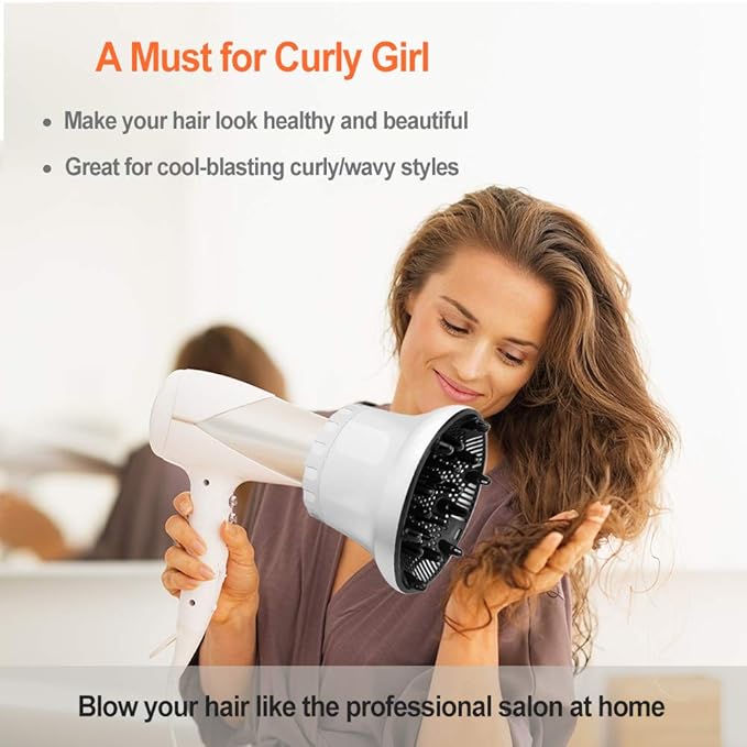 Universal Hair Diffuser for 1.4"-2.6" Blow Dryers, Diffuser Hair Dryer Attachment, Professional Hair Diffuser for Curly Wavy Long Thick Hair