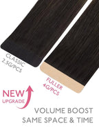 WENNALIFE Fuller Tape in Hair Extensions Human Hair, 20 inch 20pcs 80g Balayage Dark Brown Mixed Chestnut Brown Remy Hair Straight Tape in Extensions Skin Weft Tape Ins Extensiones De Cabello Humano