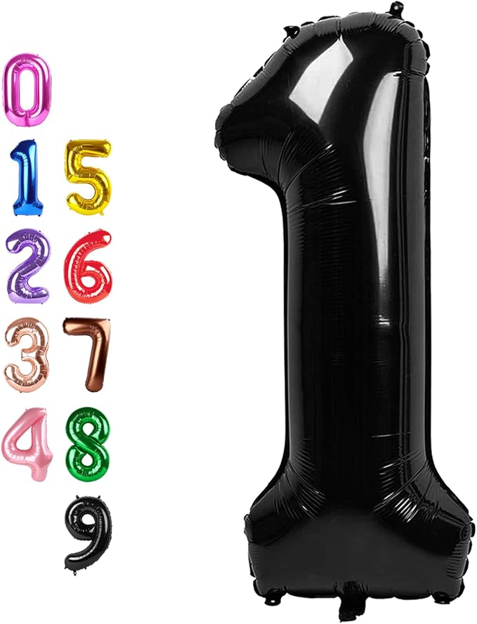 Number Balloons 1 Balloon Black by Enyeopd