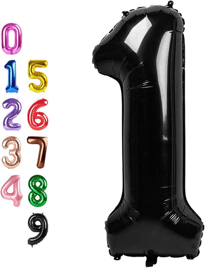 Number Balloons 1 Balloon Black by Enyeopd