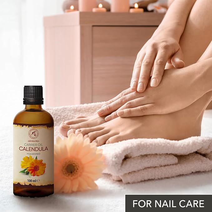 Calendula Oil 3.4 Fl Oz (100ml) - Calendula Officinalis Flower Extract – Infused - Almond Oil Base - 100% Pure & Natural - Marigold Oil – Benefits for Skin, Nails, Hair, Face, Body