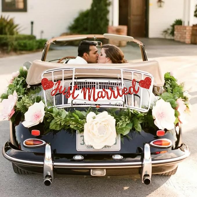 BEISHIDA Red Just Married Banner - Image 4