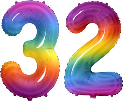 Number 32 Balloons for 32nd Birthday Party Decorations, 0-100 Large No.32 by Joycard