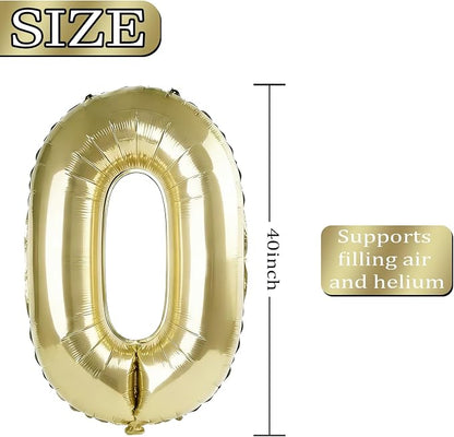 40 Inch Number 32 Balloons for 32nd Birthday Party Decorations, 0-100 Champagne - Image 4