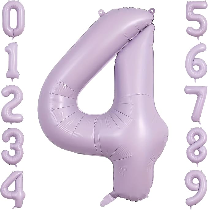 40" Pastel Purple Foil Number 4 Balloon by TNCDJKPA