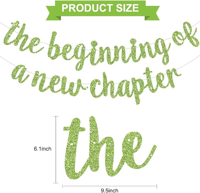 BEISHIDA Grass Green Pre-Strung The Beginning of A New Chapter Banner | Glitter - Image 2
