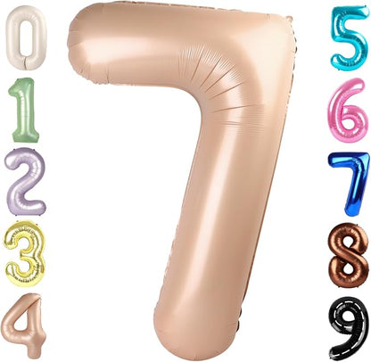 7 Balloon Number 40 Inch Light Brown Balloons by Mluchee