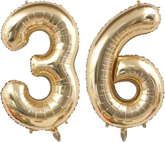 Light Gold Number 36 Balloon 40in White Gold 36 Foil Mylar Digital Balloon | by ANGEL+Q+HOUSE
